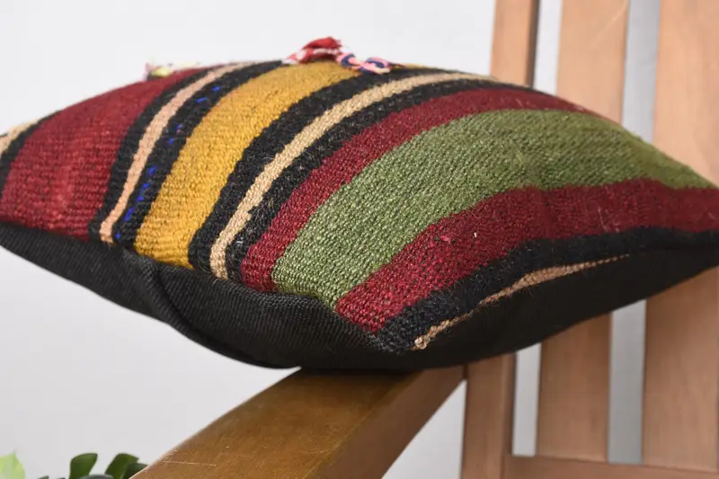Lounge Throw Pillow Case, Throw Kilim Pillow, Pillow Sham, 12x12 Red Cushion Case, Kilim Pillow Cover, Handmade Kilim Cushion - 6