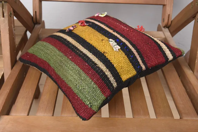 Lounge Throw Pillow Case, Throw Kilim Pillow, Pillow Sham, 12x12 Red Cushion Case, Kilim Pillow Cover, Handmade Kilim Cushion - 4