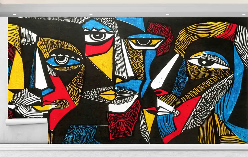 Çağdaş Baskılı Duvar Kağıdı: Gerçeküstü Soyut İnsan Portreleri