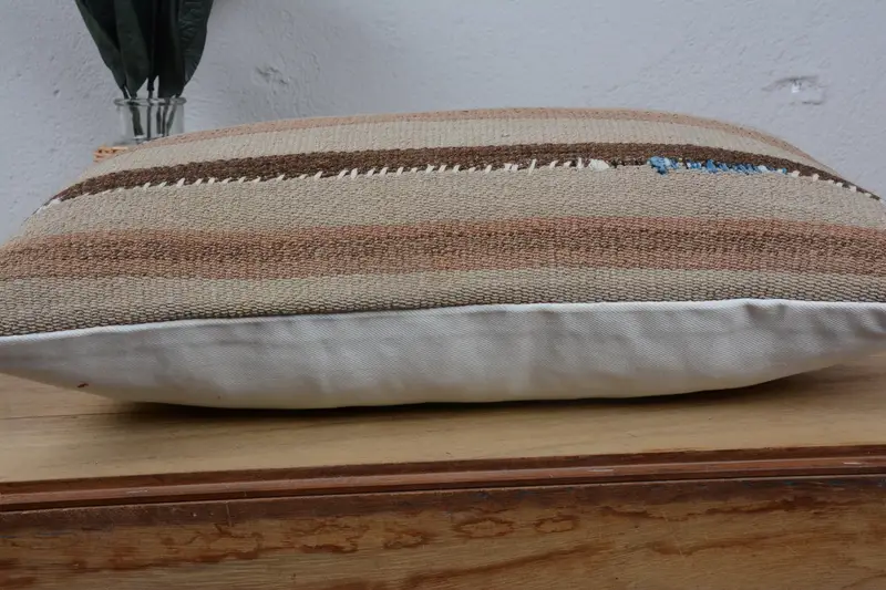 Gift Pillow, Kilim Pillow Cover, 12x20 Beige Pillow, Pillow Cover, Ethnic Throw Pillow Case, Turkish Pillow, Armchair Pillow Cover - 5
