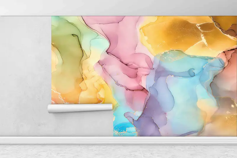 Framed Paper Art, Custom Wall Paper, Wall Poster, Colorful Wall Art, Modern Wall Paper, Colorful Marble, Marble Wall Paper, - 6
