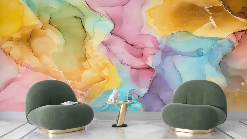 Framed Paper Art, Custom Wall Paper, Wall Poster, Colorful Wall Art, Modern Wall Paper, Colorful Marble, Marble Wall Paper, - 7