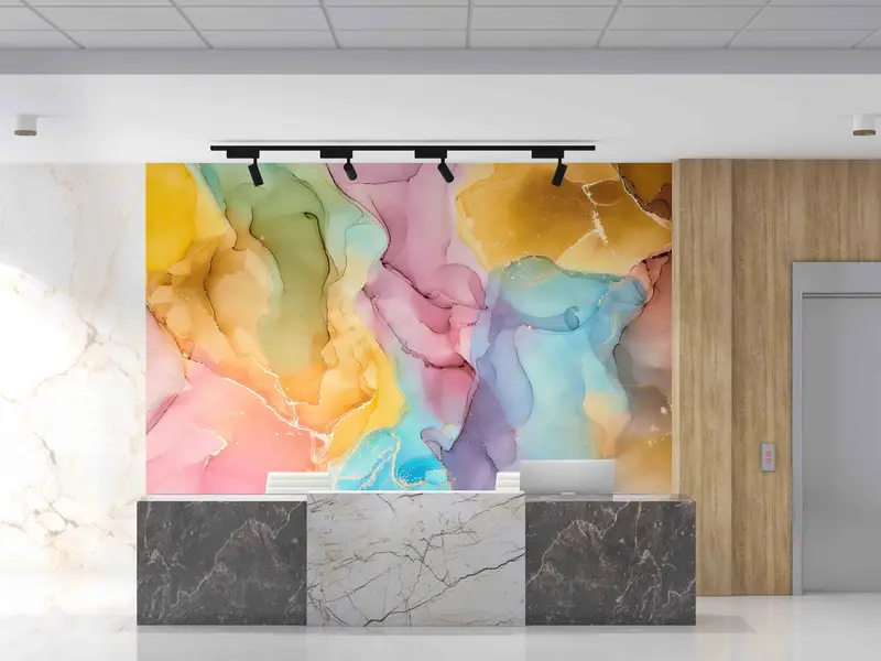 Framed Paper Art, Custom Wall Paper, Wall Poster, Colorful Wall Art, Modern Wall Paper, Colorful Marble, Marble Wall Paper, - 2