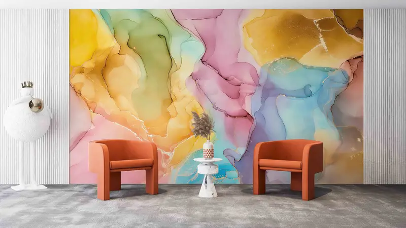 Framed Paper Art, Custom Wall Paper, Wall Poster, Colorful Wall Art, Modern Wall Paper, Colorful Marble, Marble Wall Paper, - 1
