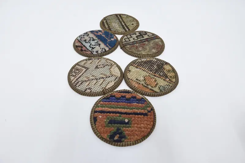 赤と青銅のコースター、ユニークなトルコ絨毯コースター