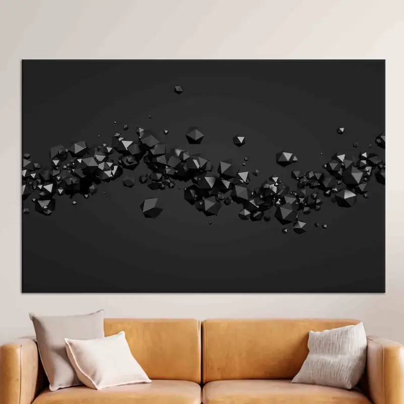Futuristischer schwarzer 3D-Effekt, trendige bedruckte Leinwandkunst