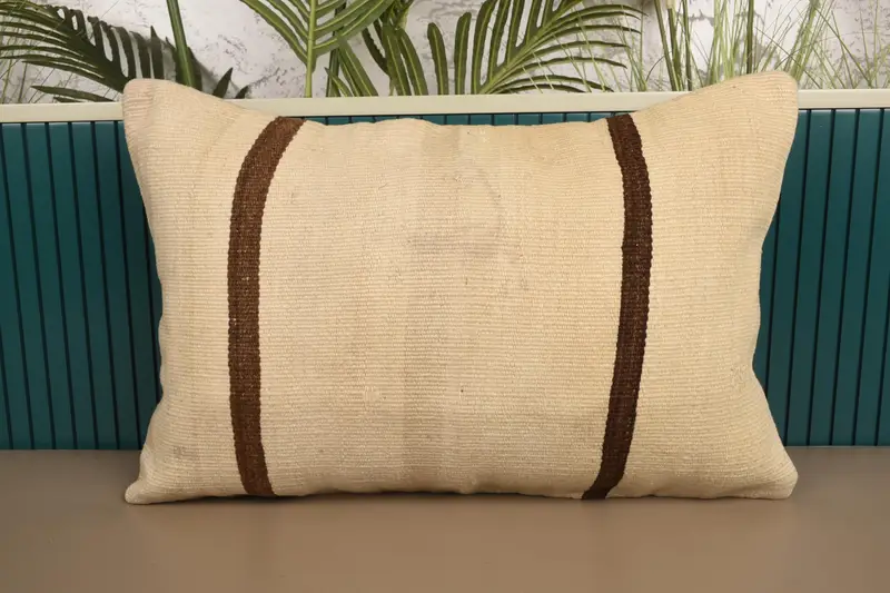 Accent Striped Throw Euro Sham, Beige Gift 16x24 inch Pillow Case - 1
