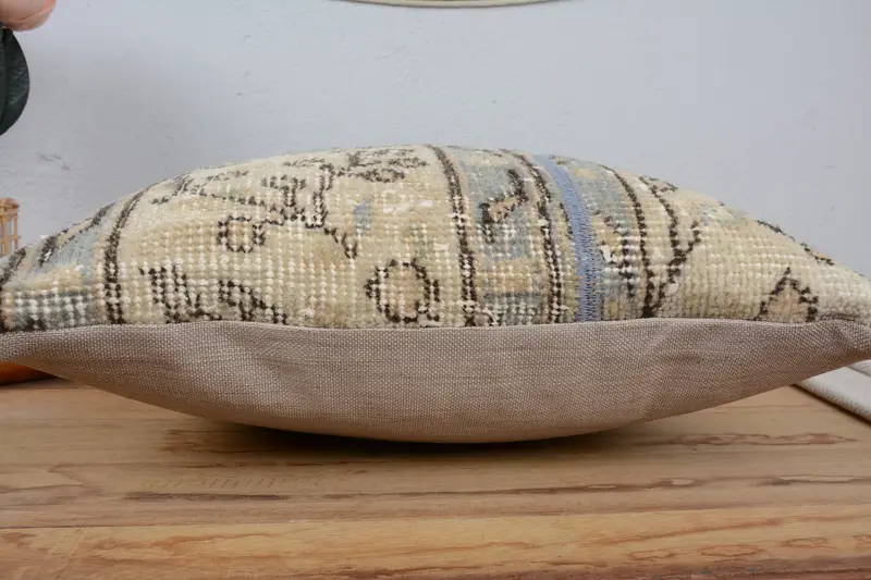 Turkish Pillow, Decorative Bolster Pillow Sham, 18x18 Beige Cushion Case, Gift Pillow, Pillow for Sofa, Tapestry Cushion, Pillow - 5