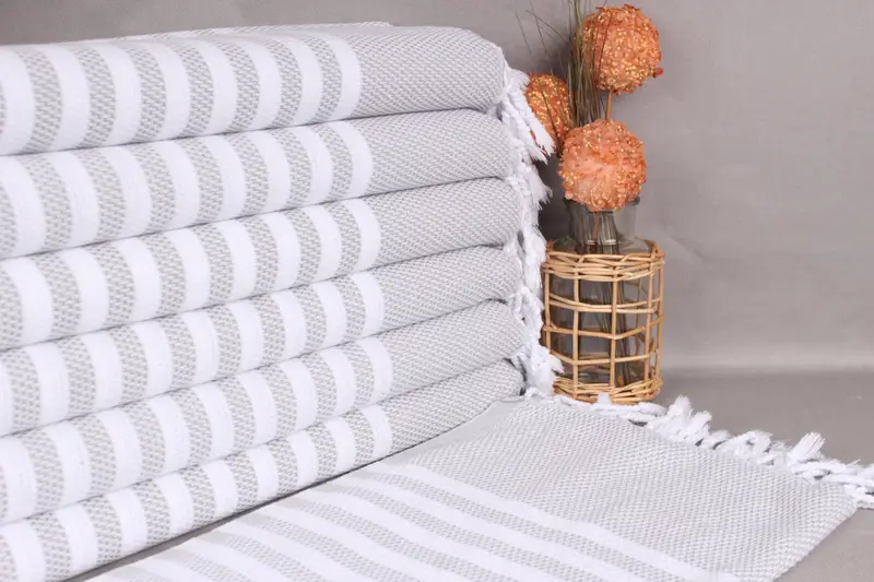 Throw Blanket Gray Cotton Tea Towel, Personalized Turkish Towel, 24x44 Inches