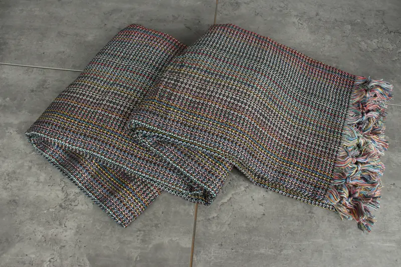 Woven Throw Blanket, Throw Blanket, 90x88 Cotton Colorful Diamond Towel, Gift For Best Friend, Gift For Wedding Day, Boho Throw Blankets - 5