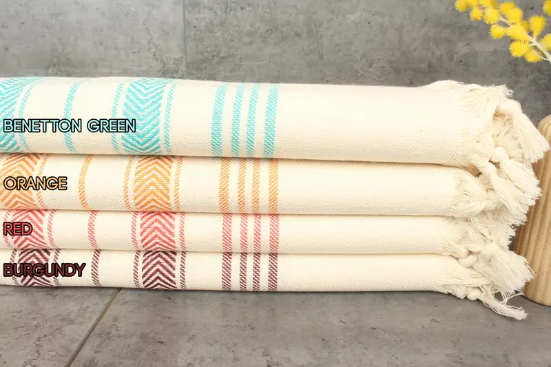 Bachelorette Party Favors Custom Linen Striped Towel, Beige, 40x71 Inches