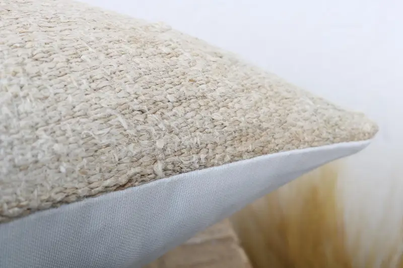 Handwoven Pillow Cover Cushion, Neutral Pillow, Home Decor Pillow, 16x16 Beige Pillow Sham, Pillow Case, Boho Pillow, Turkish Kilim Pillow - 6