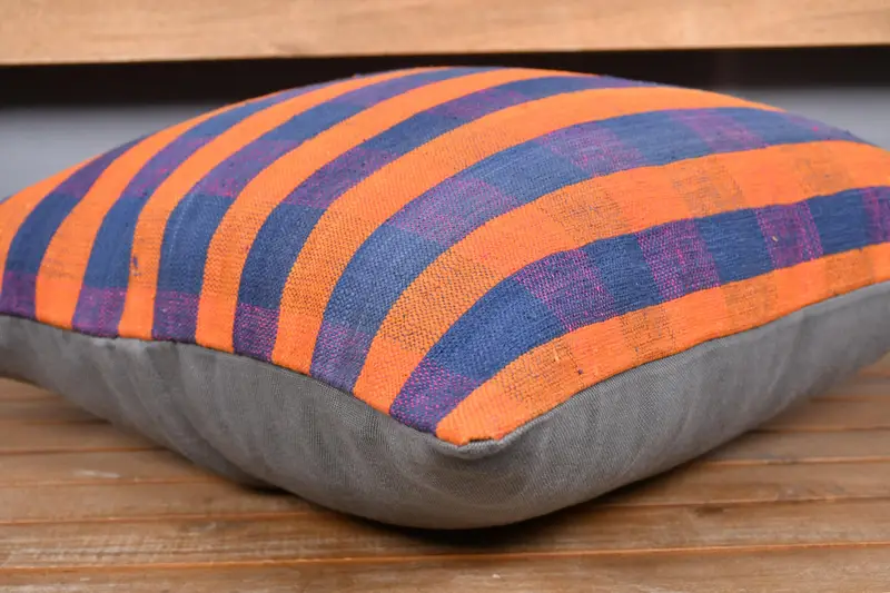 Sustainable Cushion Cover, Antique Pillows, Cushion Case, 20x20 Orange Pillow Case, Pastel Cushion Case, Gift Pillow, Throw Kilim Pillow - 3