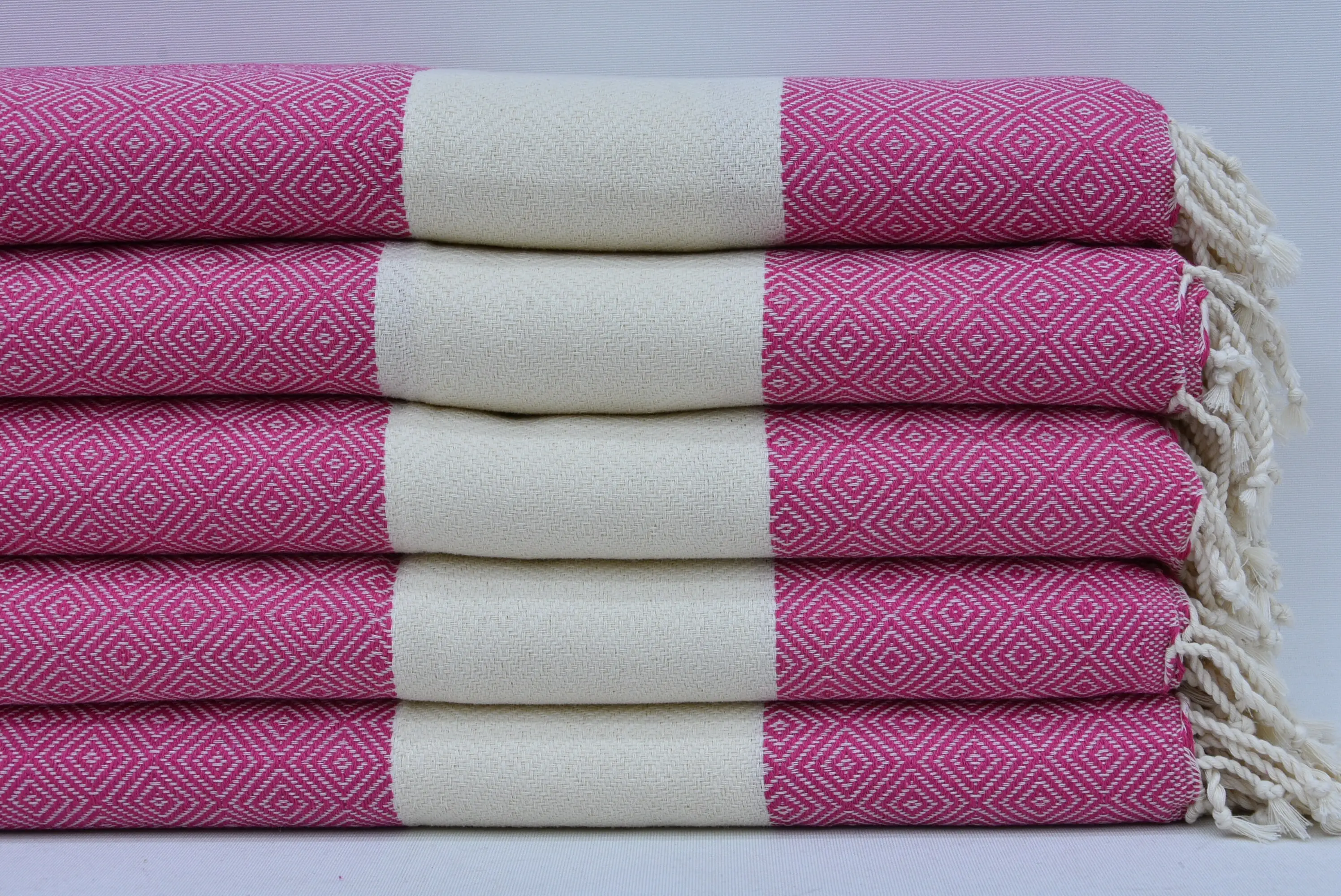 Organic Cotton Fuchsia Head Towel with Diamond Design, 18x36 - 1