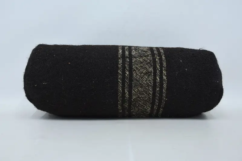 Handgefertigtes braun-grau besticktes Kissen, Vintage Kissen mit Reißverschluss