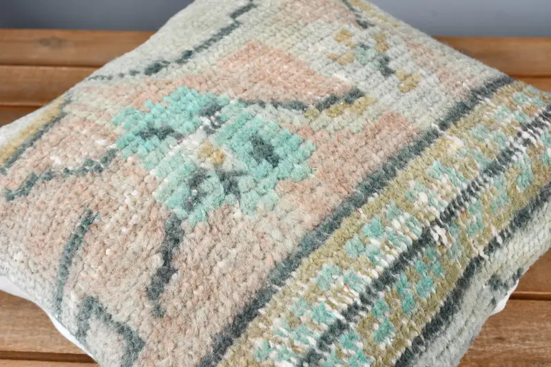 Pillow for Couch, Turkish Pillow, Natural Cushion Cover, Nomadic Cushion Cover, Pillow Cover, Handmade Kilim Cushion, 14x14 Beige Pillow Cover - 3