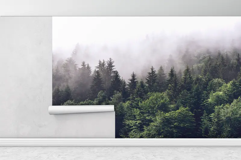 Custom Wall Paper, 3d Wall Paper, View Wall Painting, Misty Mountain View, Paper Wall Art, Farmhouse Wall Mural, Nature Landscape Wall Paint - 6