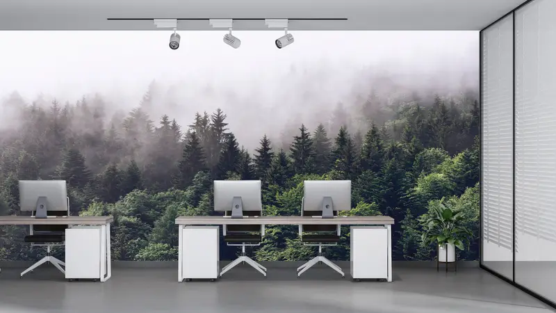 Custom Wall Paper, 3d Wall Paper, View Wall Painting, Misty Mountain View, Paper Wall Art, Farmhouse Wall Mural, Nature Landscape Wall Paint - 1