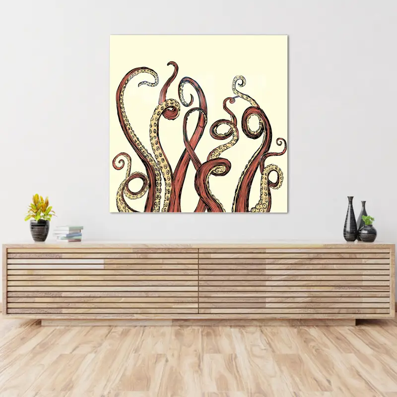 トレンディなタコの触手プリント ガラス - エレガントな抽象的なデザイン