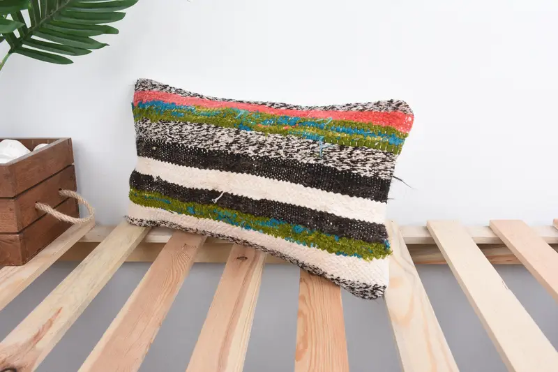 Cushion, Boho Chic Pillow Case, Throw Kilim Pillow, Ethnical Kilim Rug Pillow, Ethnic Throw Pillow Sham, 8x16 Beige Pillow Case, Home Decor Pillow - 5