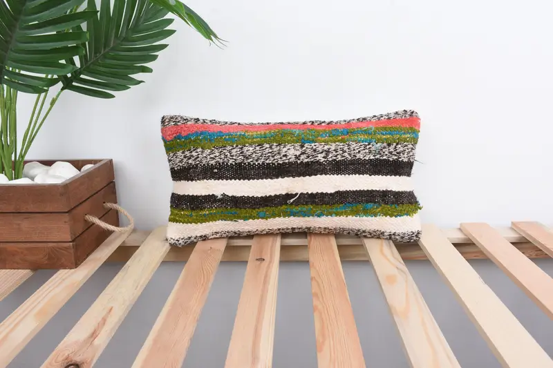Cushion, Boho Chic Pillow Case, Throw Kilim Pillow, Ethnical Kilim Rug Pillow, Ethnic Throw Pillow Sham, 8x16 Beige Pillow Case, Home Decor Pillow - 1