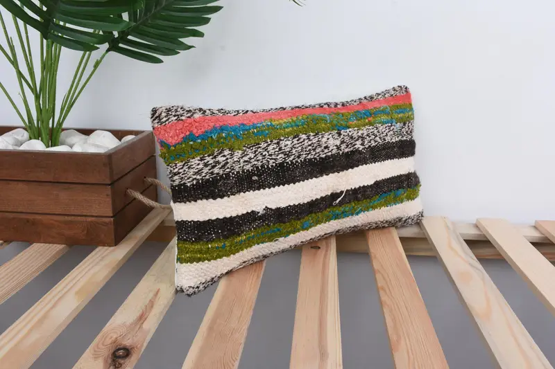 Cushion, Boho Chic Pillow Case, Throw Kilim Pillow, Ethnical Kilim Rug Pillow, Ethnic Throw Pillow Sham, 8x16 Beige Pillow Case, Home Decor Pillow - 4