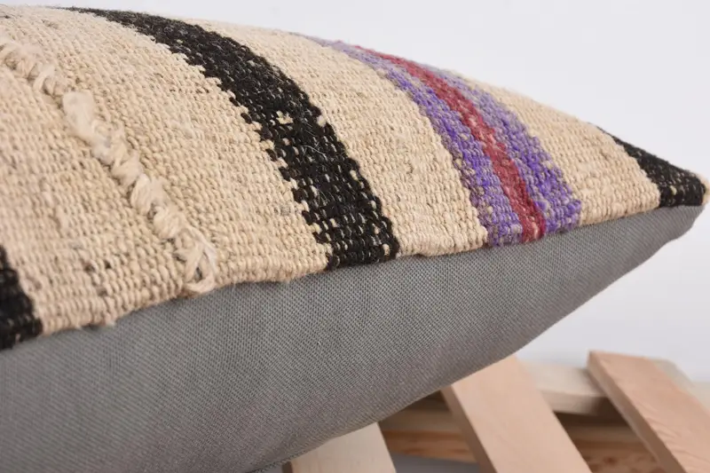 Throw Kilim Pillow, Cushion Case, Vintage Kilim Pillow, 12x24 Beige Cushion Cover, Hippie Throw Pillow Sham, Pillow for Sofa, Sofa Cushion - 7