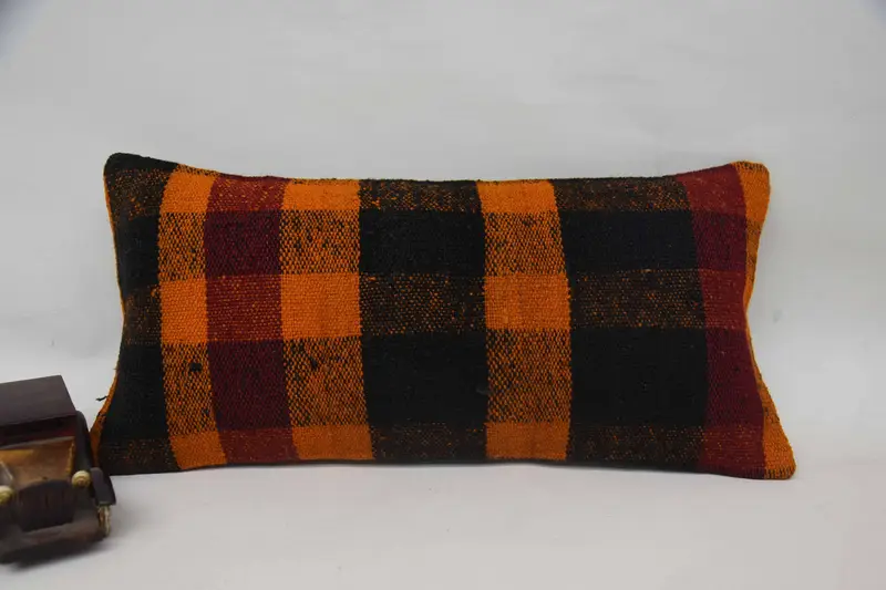 Interior Designer Pillow, Tapestry Pillow Cover, Kilim Pillow Cover, Pillow Case, 12x24 Orange Cushion Case, Turkish Kilim Pillow - 1