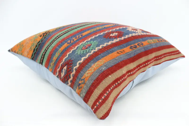 Antique Pillows, Pillow Sham, Handmade Rug Seat Cushion, Boho Pillow, 28x28 Orange Cushion Cover, Hippie Throw Cushion Cover, Kilim Pillow - 6