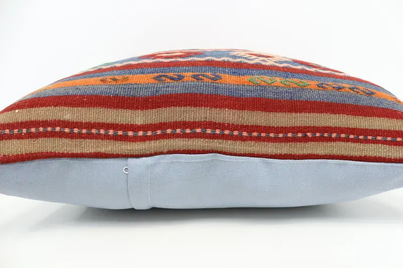 Antique Pillows, Pillow Sham, Handmade Rug Seat Cushion, Boho Pillow, 28x28 Orange Cushion Cover, Hippie Throw Cushion Cover, Kilim Pillow - 5