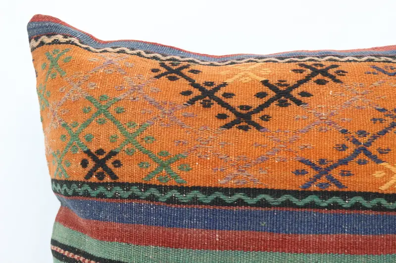 Antique Pillows, Pillow Sham, Handmade Rug Seat Cushion, Boho Pillow, 28x28 Orange Cushion Cover, Hippie Throw Cushion Cover, Kilim Pillow - 2