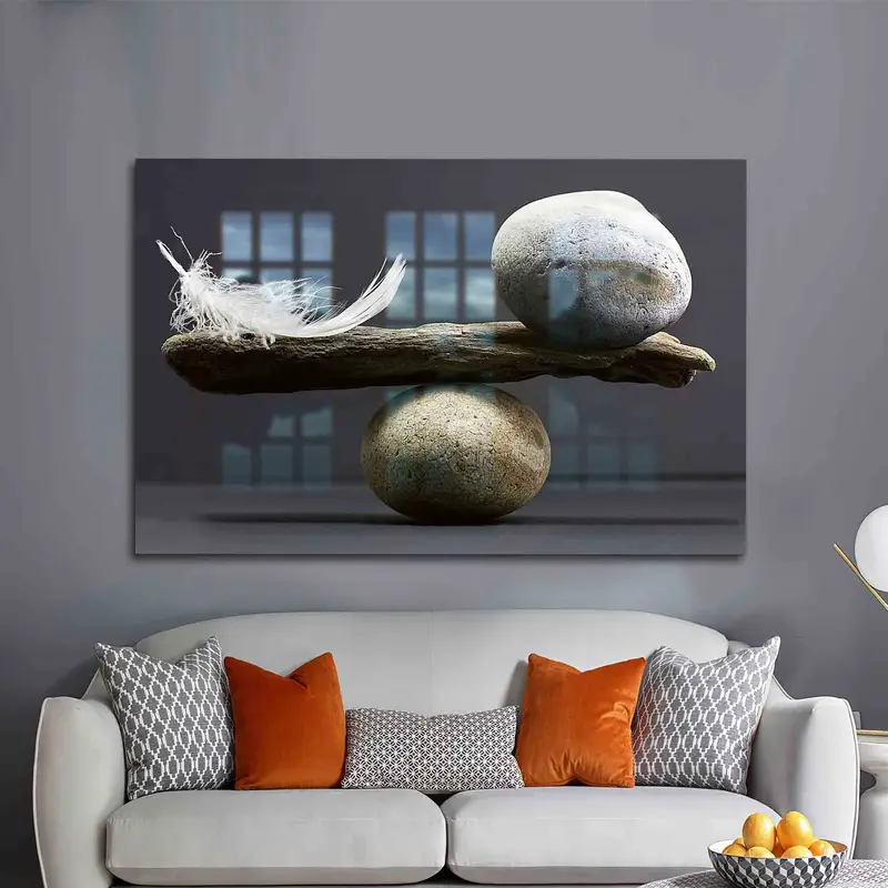 Zarif Baskılı Cam: Denge, Taş, Tüy Tasarımı