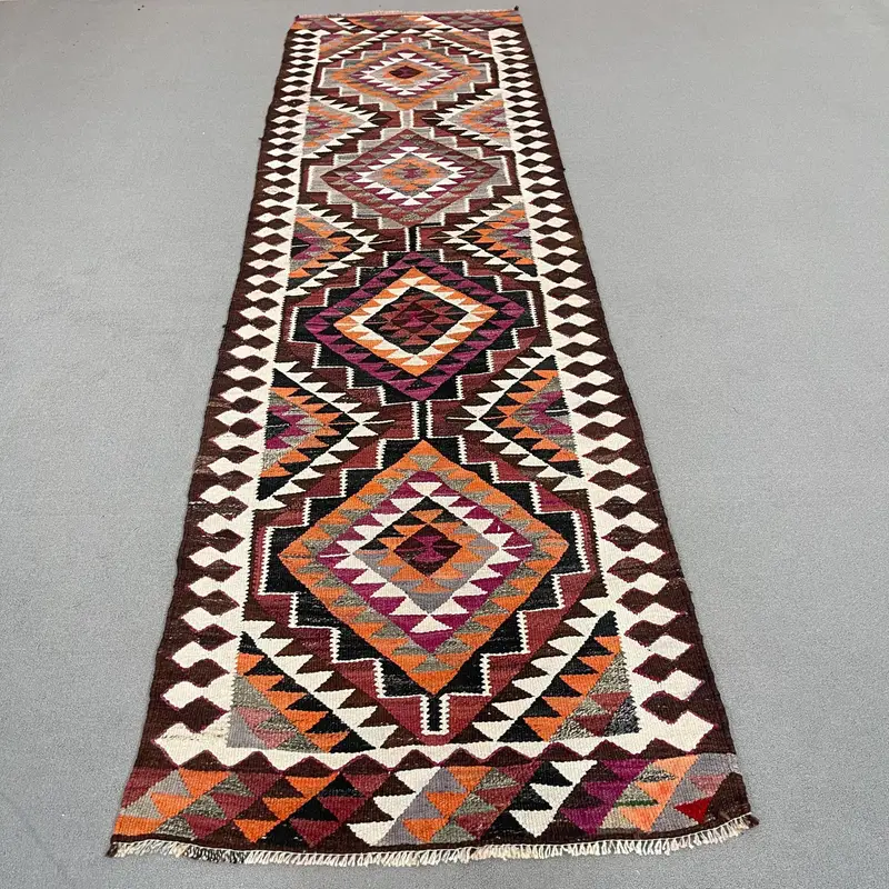 Alfombra Marrón Suroeste, 3,1x11,2 ft Acento Beige