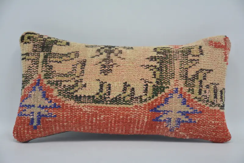 Throw Kilim Pillow, Christmas Pillow Case, Decorative Pillow Case, Gift Pillow, Handmade Kilim Cushion, Pillow Cover, 8x16 Beige Pillow Sham - 1
