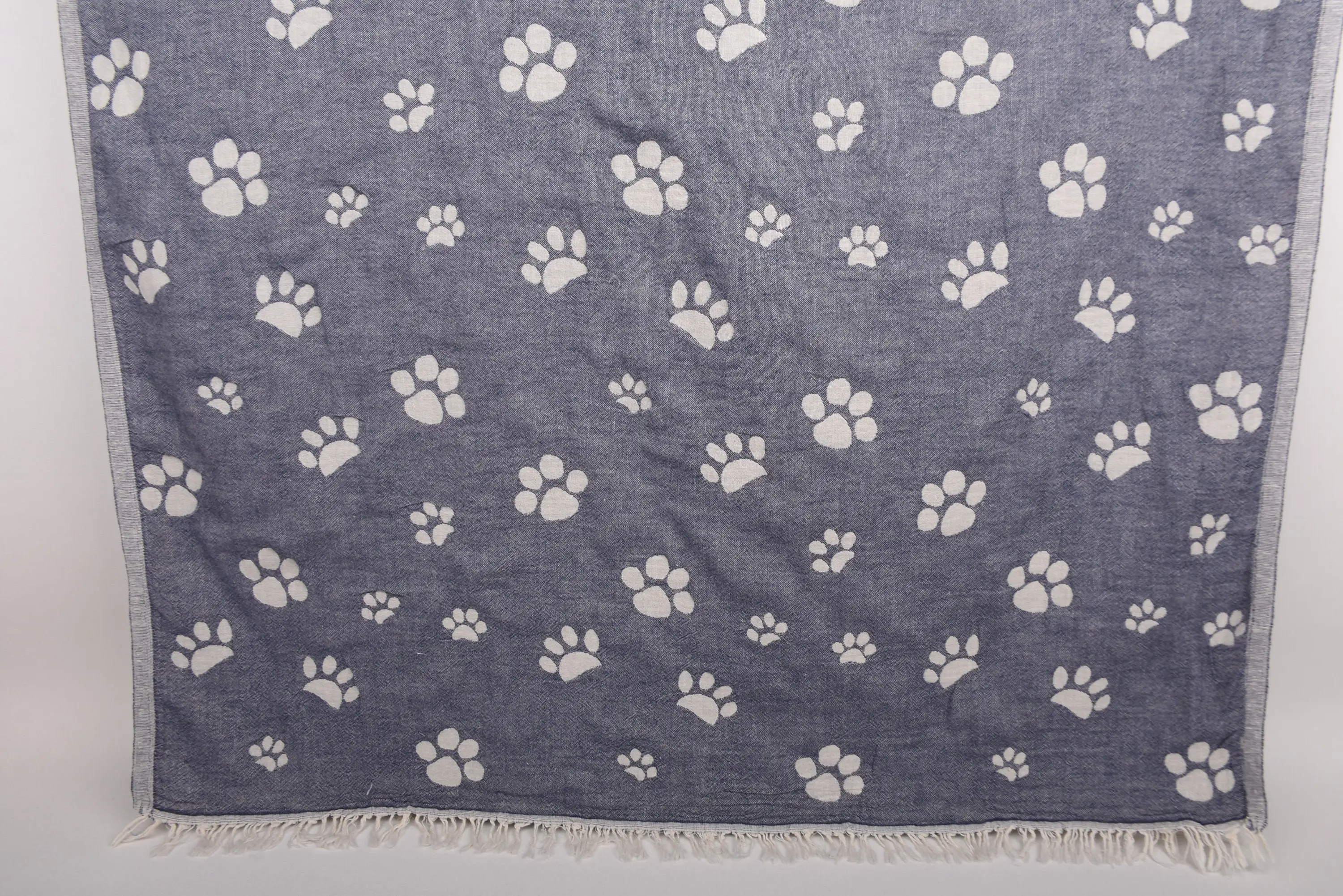 Paw Design Towel, Navy Cotton, Bachelorette Party Gift, 36x71 Inches - 1