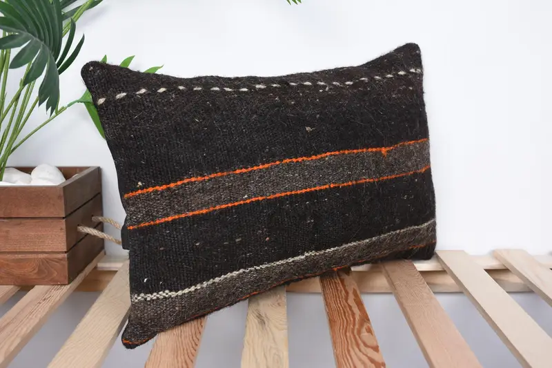 12x20 Brown Cushion, Aztec Cushion, Vintage Pillow, Bed Pillow Case, Boho Throw Pillow Cover, Pillow for Sofa, Pillow, Turkish Pillow - 4