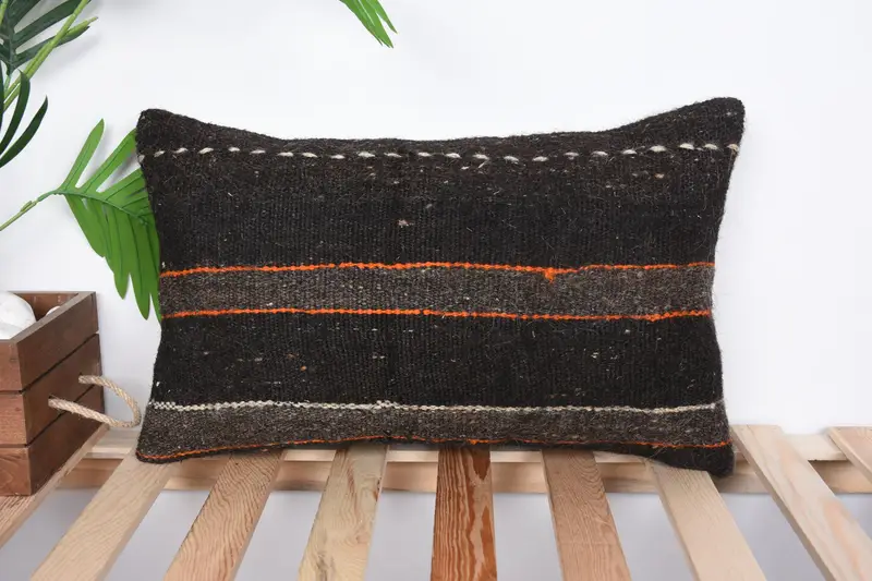 12x20 Brown Cushion, Aztec Cushion, Vintage Pillow, Bed Pillow Case, Boho Throw Pillow Cover, Pillow for Sofa, Pillow, Turkish Pillow - 1