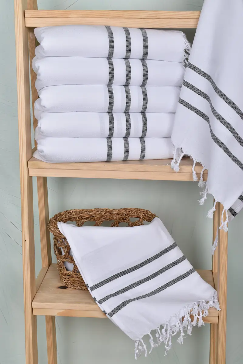 Best Friend Gift, Monogrammed Hand Towel, 40x20 Cotton Striped Towel, Small Bath Towels, Anniversary Gift For Her, Kitchen Towel, Custom Name Towel - 3