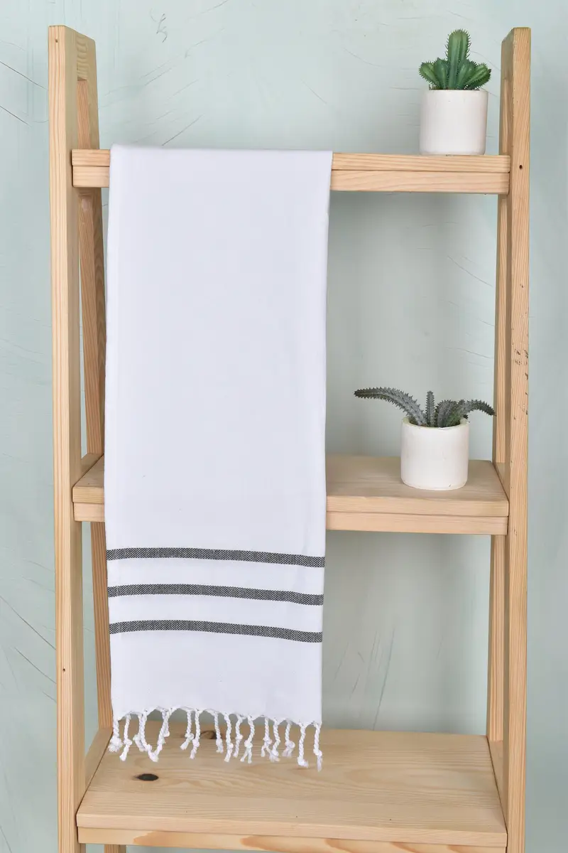 Best Friend Gift, Monogrammed Hand Towel, 40x20 Cotton Striped Towel, Small Bath Towels, Anniversary Gift For Her, Kitchen Towel, Custom Name Towel - 8