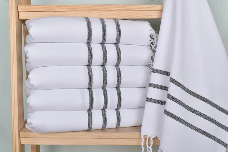 Best Friend Gift, Monogrammed Hand Towel, 40x20 Cotton Striped Towel, Small Bath Towels, Anniversary Gift For Her, Kitchen Towel, Custom Name Towel - 2