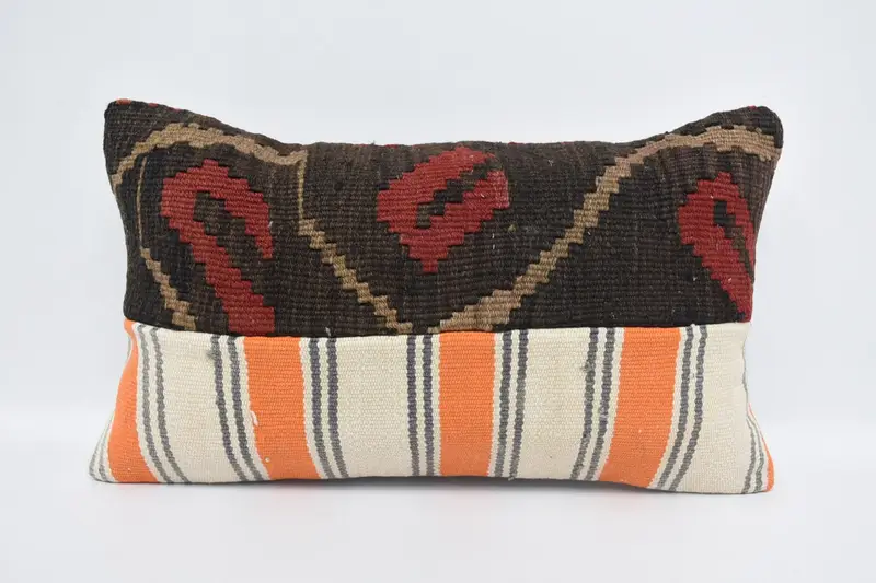 Aztec Pillow, Kilim Pillow Cover, 12x20 Brown Cushion Cover, Gift Pillow, Decorative Bolster Pillow, Home Decor Pillow, Pillow Case, Vintage Cushion - 1