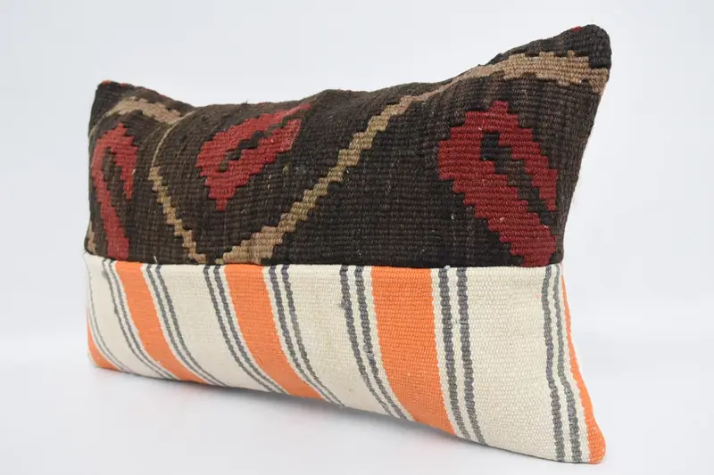 Aztec Pillow, Kilim Pillow Cover, 12x20 Brown Cushion Cover, Gift Pillow, Decorative Bolster Pillow, Home Decor Pillow, Pillow Case, Vintage Cushion - 4