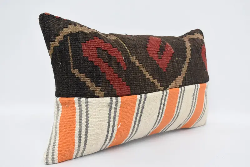 Aztec Pillow, Kilim Pillow Cover, 12x20 Brown Cushion Cover, Gift Pillow, Decorative Bolster Pillow, Home Decor Pillow, Pillow Case, Vintage Cushion - 3