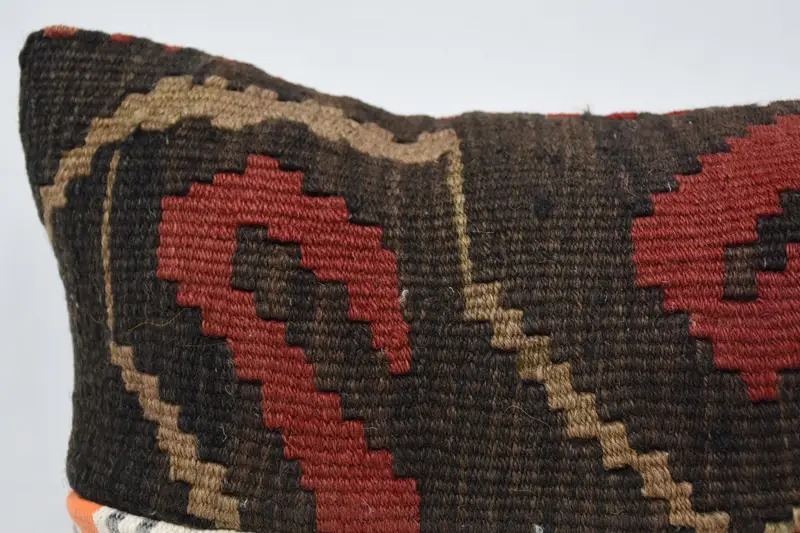 Aztec Pillow, Kilim Pillow Cover, 12x20 Brown Cushion Cover, Gift Pillow, Decorative Bolster Pillow, Home Decor Pillow, Pillow Case, Vintage Cushion - 2