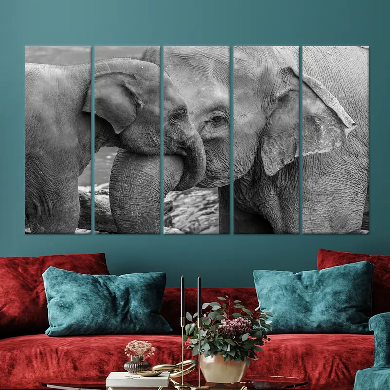 Modern Fil Kanvas Tablo: Çiftlik Evi Dekoru, Siyah Beyaz