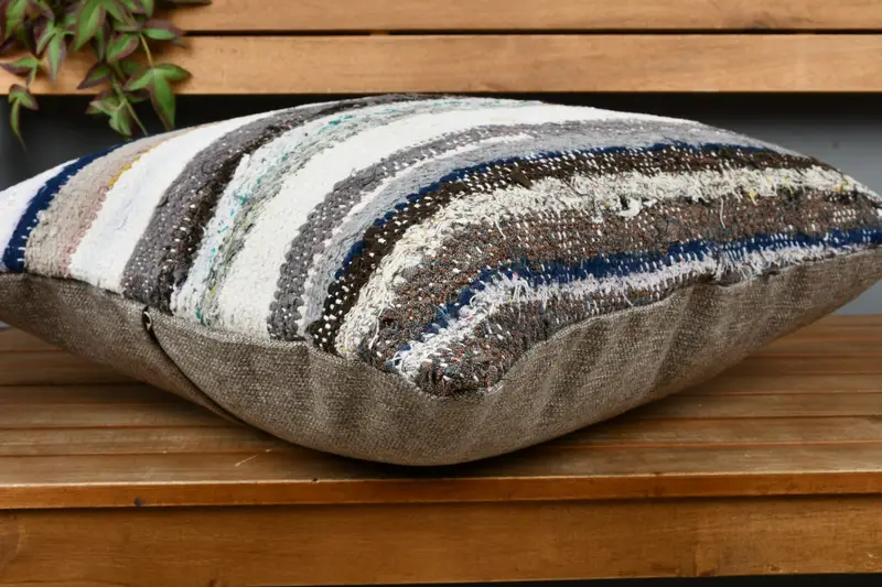 Turkish Kilim Pillow, Boho Pillow, Chair Pillow Case, 22x22 White Cushion, Pillow Cover, Handmade Kilim Cushion, Office Chair Cushion Case - 3