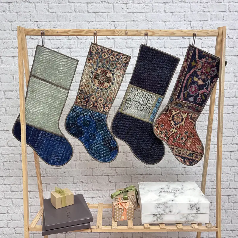 Rainbow Christmas Ornaments Stocking, 9 Inch Wide Festive Stocking