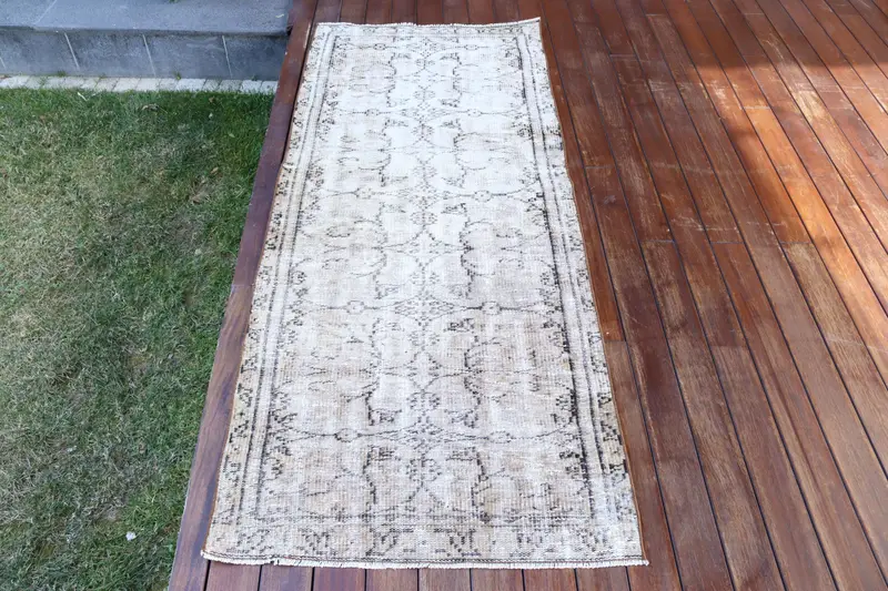 ハンドメイド 2.6x6.2 フィート ラグ、ベージュ & ブラウン サウスウェスタン