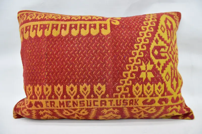 Embroidered Southwestern Throw Pillow, Vintage 20x28 Cushion with Zipper