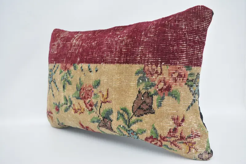 Antique Pillows, Kilim Pillow Cover, Oriental Pillow, Sofa Bolster Cushion, 16x24 Red Pillow Sham, Cushion Cover, Vintage Pillow - 4